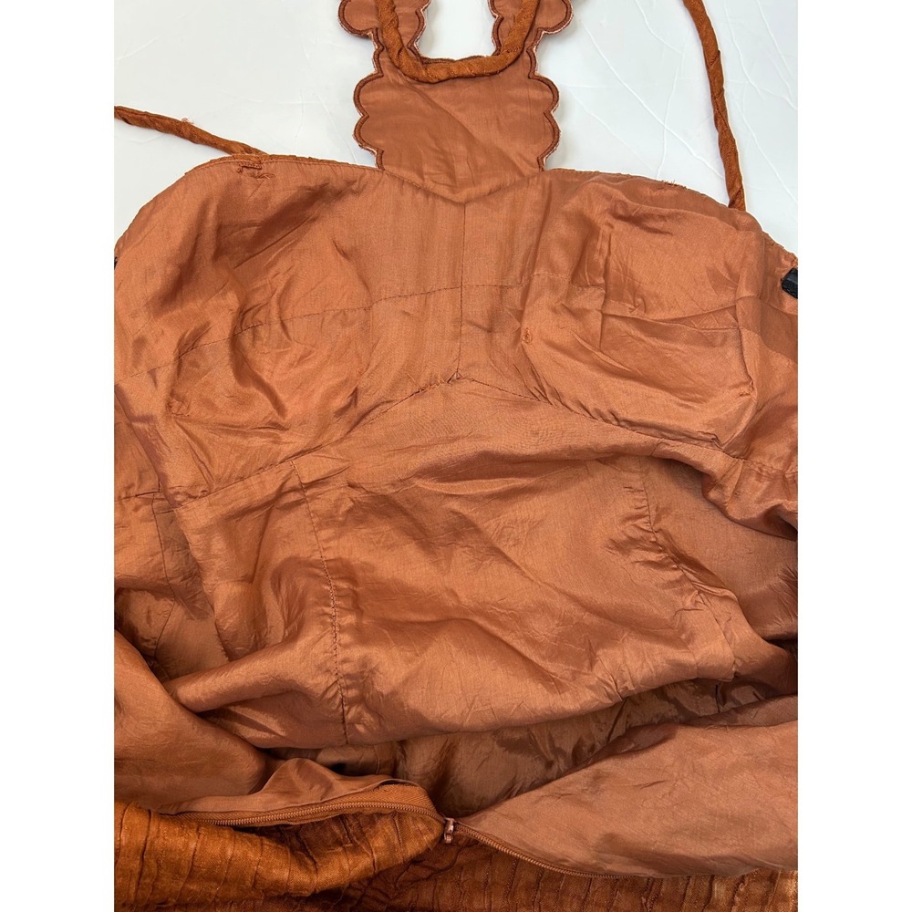 Boston Proper Strapless Mini Dress in Rust Orange with Embellished Neck - Picture 6 of 7